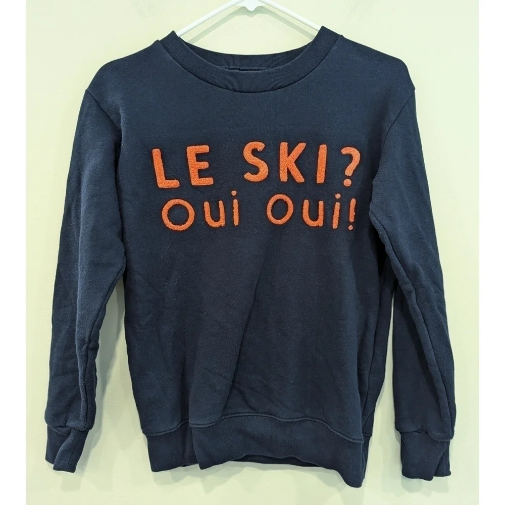 J. Crew Navy Le Ski? Oui Oui Terry Embroidered Crewneck Sweatshirt XXS